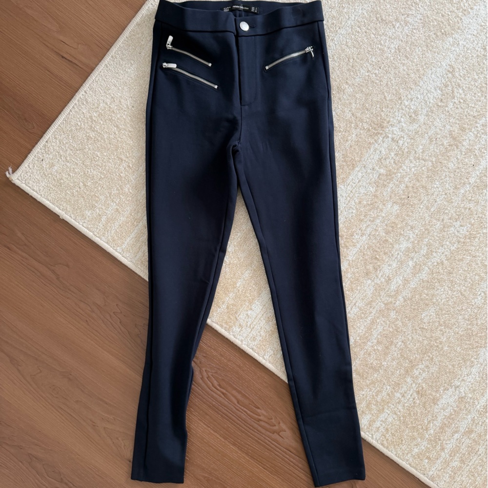 Zara Navy Pants with Silver Accents
